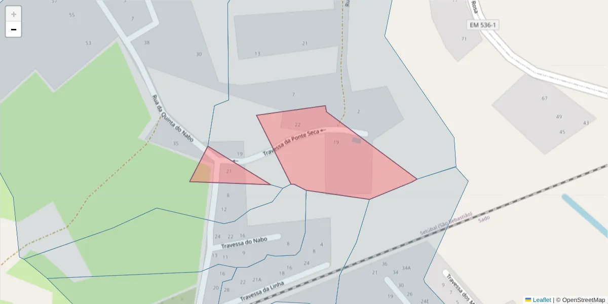 Mapa detalhado do código postal 2910-843 com limites, códigos postais vizinhos e agências dos correios