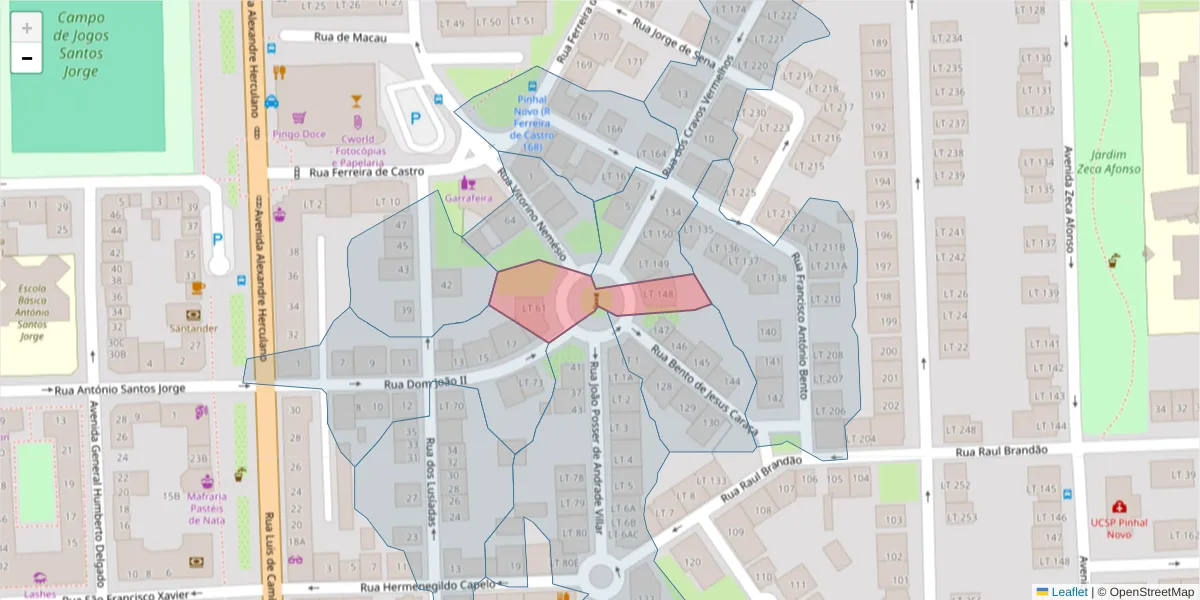 Mapa detalhado do código postal 2955-035 com limites, códigos postais vizinhos e agências dos correios
