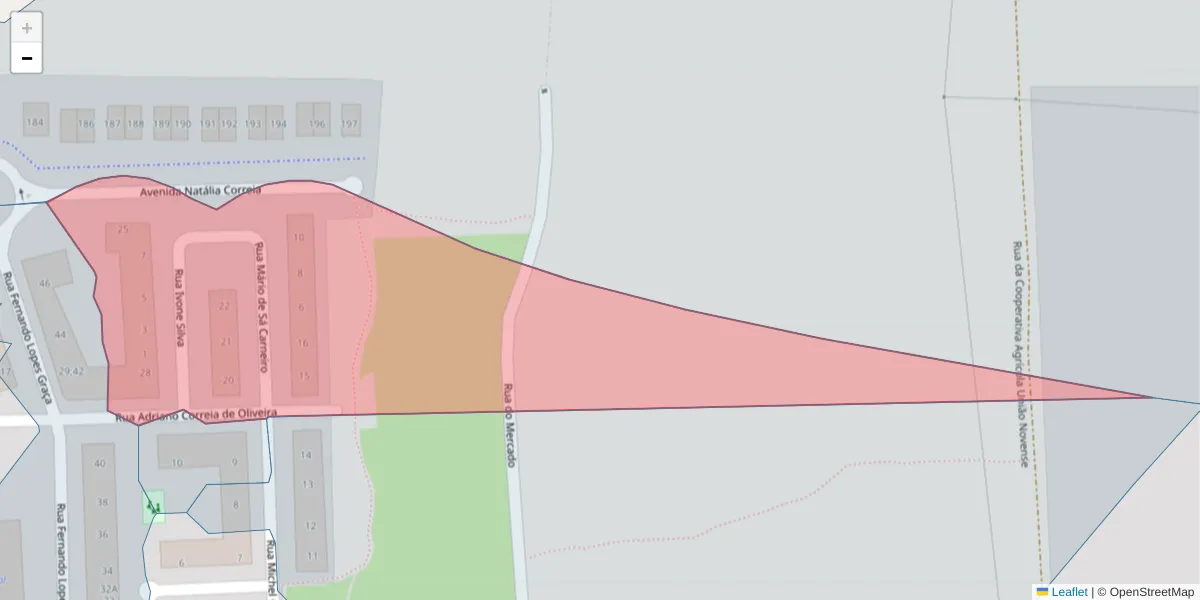 Mapa detalhado do código postal 2955-051 com limites, códigos postais vizinhos e agências dos correios