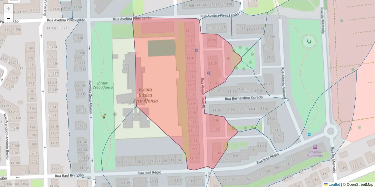 Mapa detalhado do código postal 2955-128 com limites, códigos postais vizinhos e agências dos correios