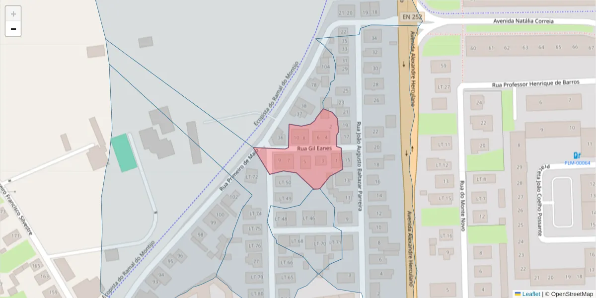 Mapa detalhado do código postal 2955-193 com limites, códigos postais vizinhos e agências dos correios