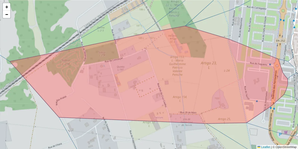 Mapa detalhado do código postal 2955-409 com limites, códigos postais vizinhos e agências dos correios