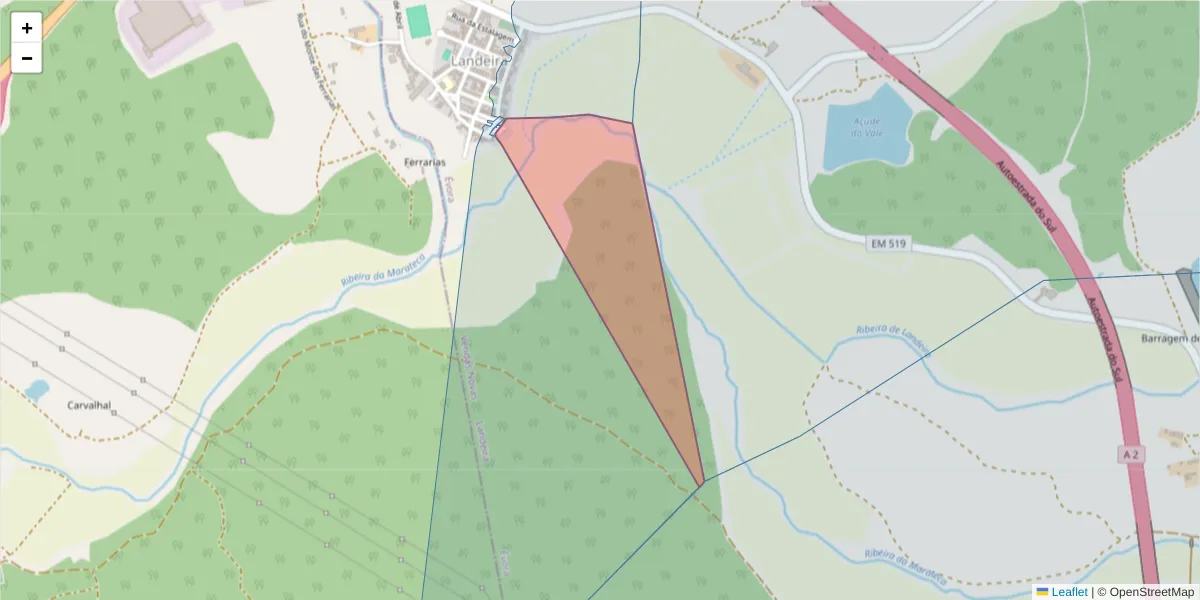 Mapa detalhado do código postal 2965-407 com limites, códigos postais vizinhos e agências dos correios