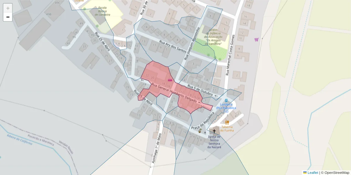 Mapa detalhado do código postal 2965-413 com limites, códigos postais vizinhos e agências dos correios