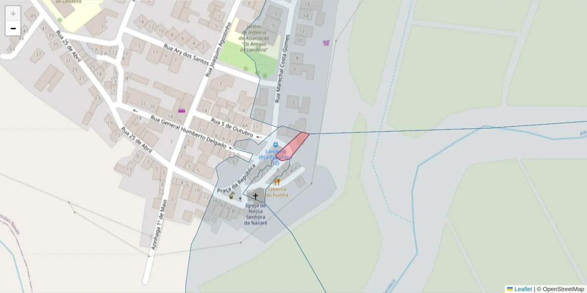 Mapa detalhado do código postal 2965-416 com limites, códigos postais vizinhos e agências dos correios