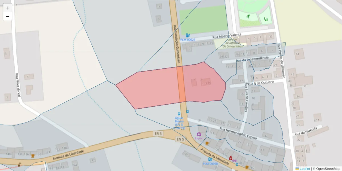 Mapa detalhado do código postal 2965-533 com limites, códigos postais vizinhos e agências dos correios