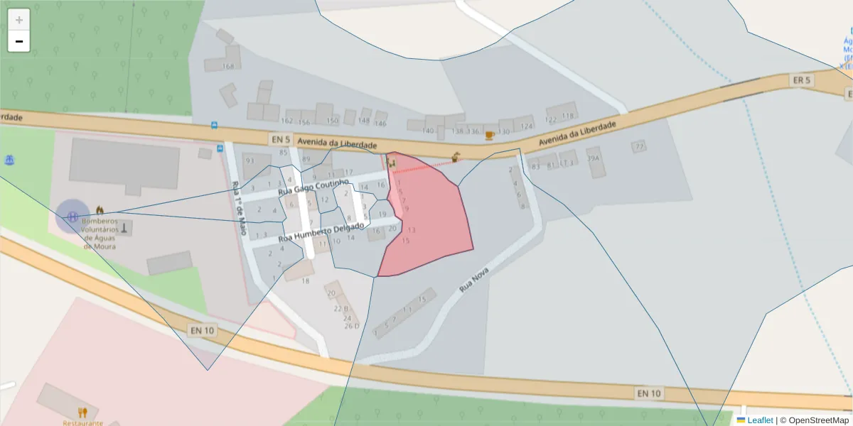 Mapa detalhado do código postal 2965-586 com limites, códigos postais vizinhos e agências dos correios