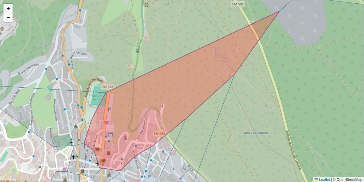 Mapa detalhado do código postal 2970-635 com limites, códigos postais vizinhos e agências dos correios
