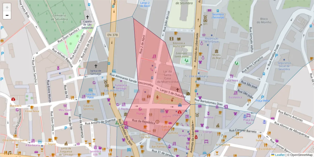 Mapa detalhado do código postal 2970-652 com limites, códigos postais vizinhos e agências dos correios