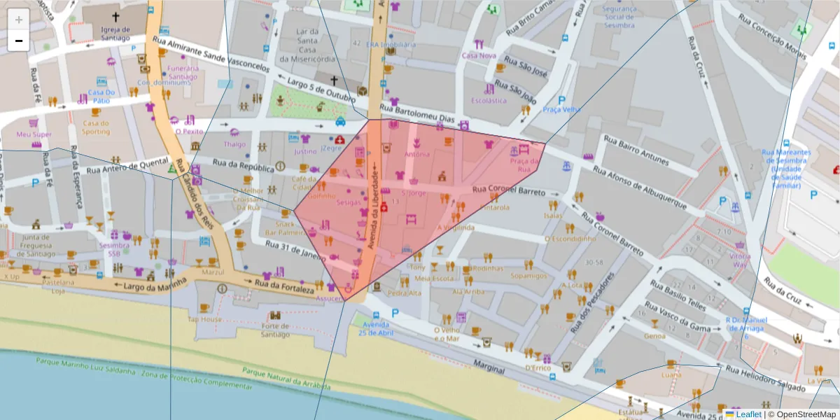 Mapa detalhado do código postal 2970-706 com limites, códigos postais vizinhos e agências dos correios