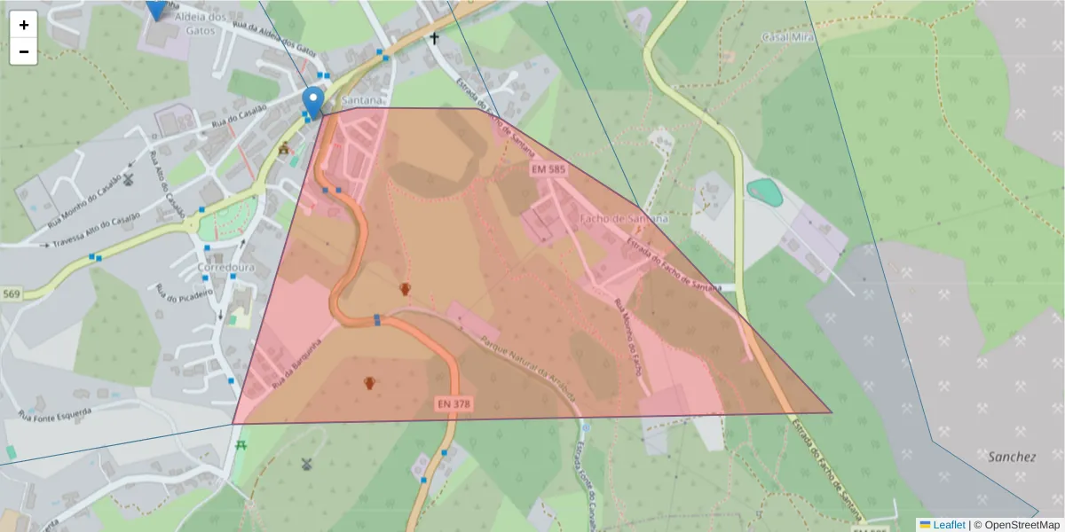 Mapa detalhado do código postal 2970-826 com limites, códigos postais vizinhos e agências dos correios