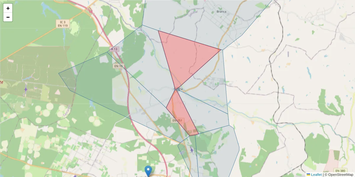 Mapa detalhado do código postal 2985-015 com limites, códigos postais vizinhos e agências dos correios