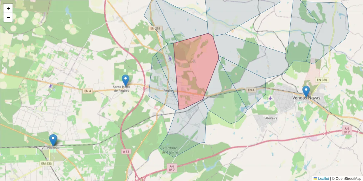 Mapa detalhado do código postal 2985-201 com limites, códigos postais vizinhos e agências dos correios