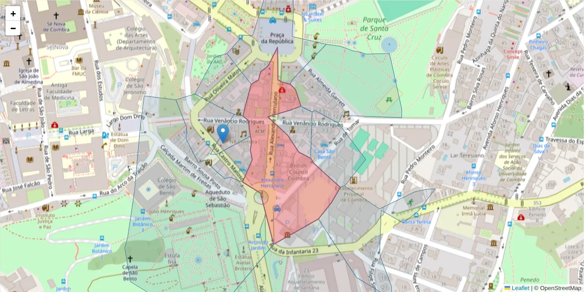 Mapa detalhado do código postal 3000-019 com limites, códigos postais vizinhos e agências dos correios