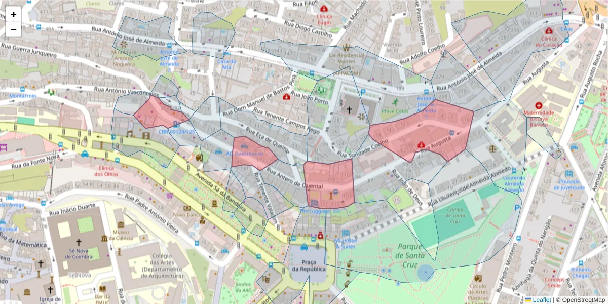 Mapa detalhado do código postal 3000-031 com limites, códigos postais vizinhos e agências dos correios