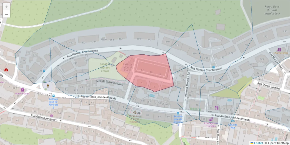 Mapa detalhado do código postal 3000-046 com limites, códigos postais vizinhos e agências dos correios