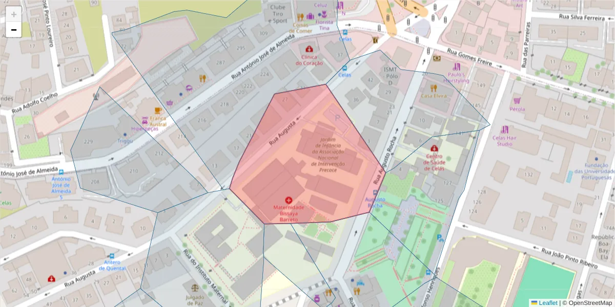 Mapa detalhado do código postal 3000-061 com limites, códigos postais vizinhos e agências dos correios