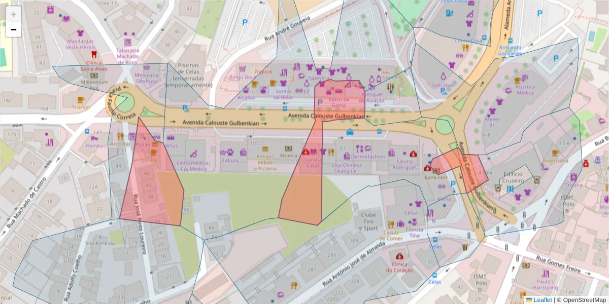 Mapa detalhado do código postal 3000-090 com limites, códigos postais vizinhos e agências dos correios