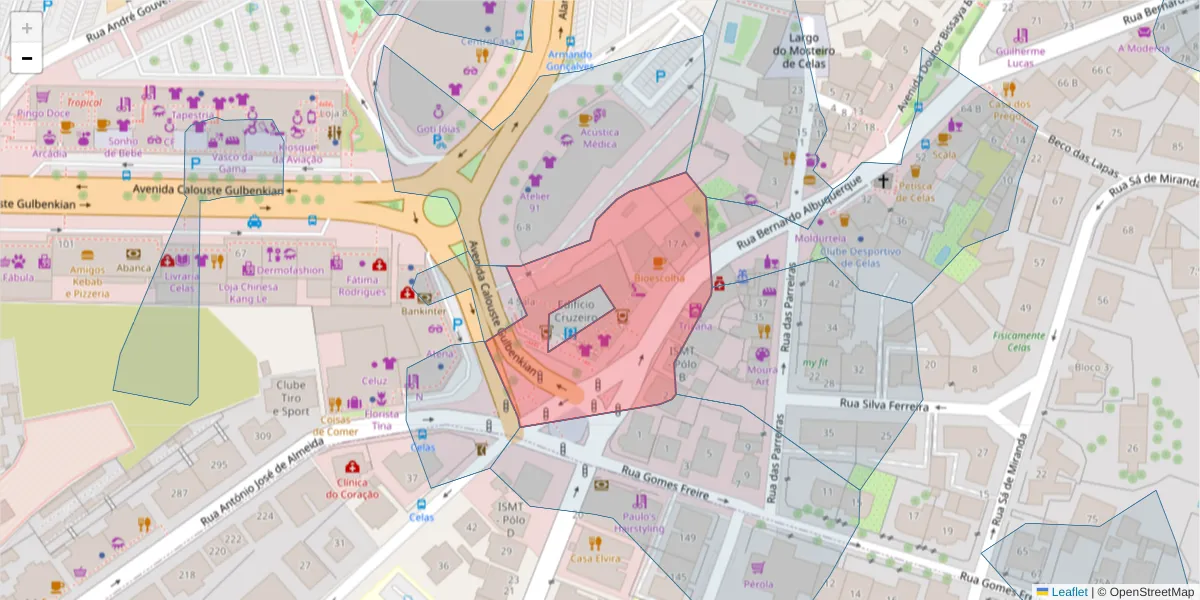 Mapa detalhado do código postal 3000-132 com limites, códigos postais vizinhos e agências dos correios