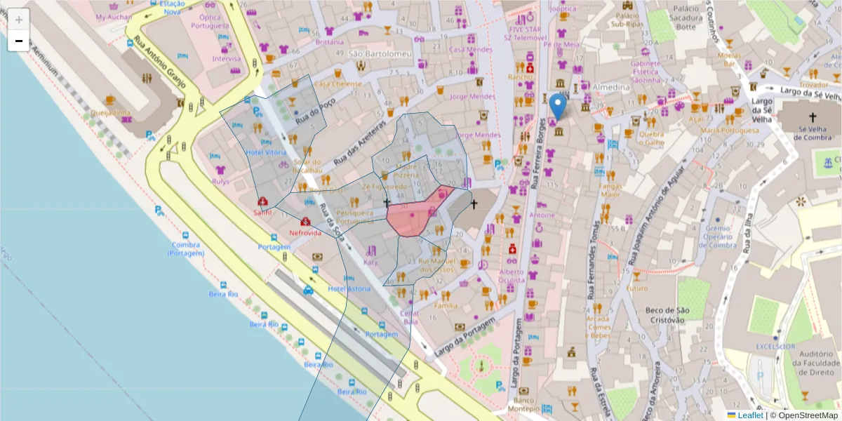 Mapa detalhado do código postal 3000-159 com limites, códigos postais vizinhos e agências dos correios