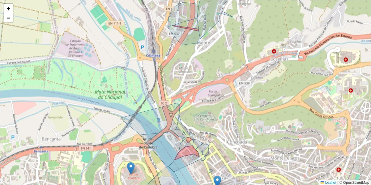 Mapa detalhado do código postal 3000-177 com limites, códigos postais vizinhos e agências dos correios