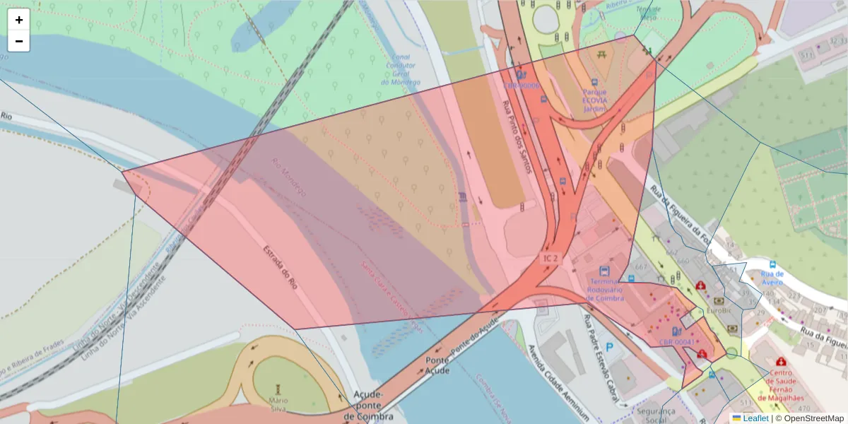 Mapa detalhado do código postal 3000-178 com limites, códigos postais vizinhos e agências dos correios