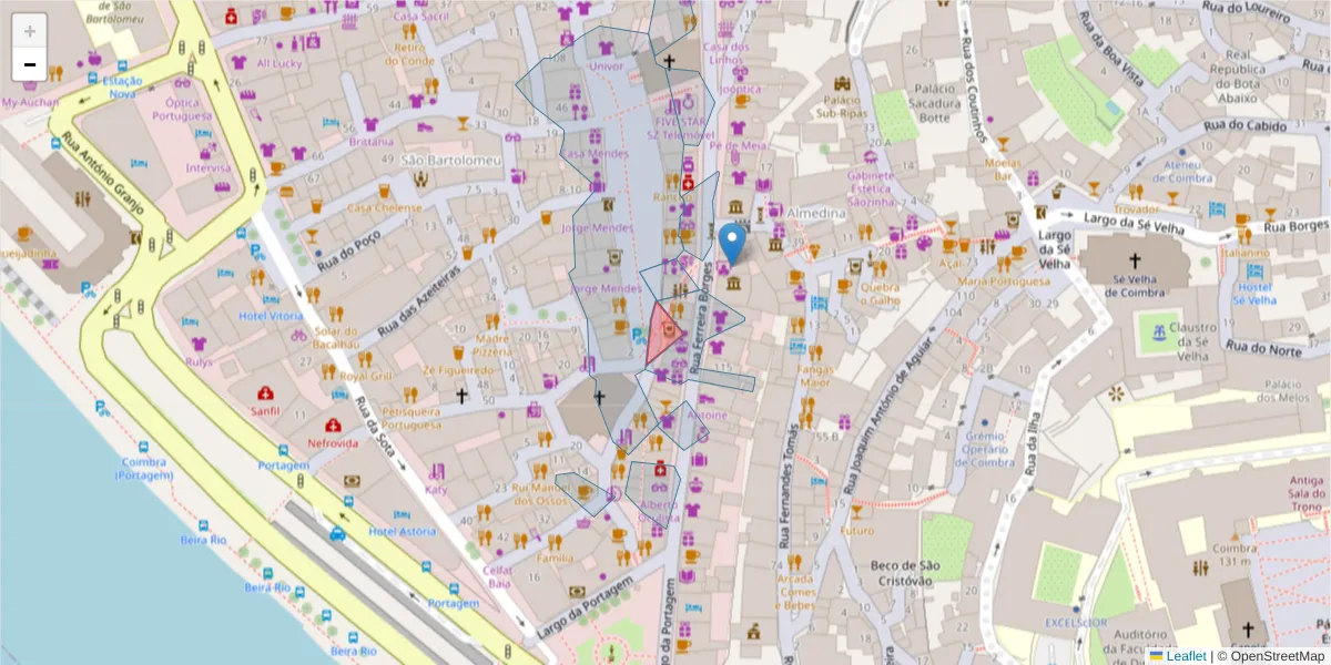Mapa detalhado do código postal 3000-181 com limites, códigos postais vizinhos e agências dos correios