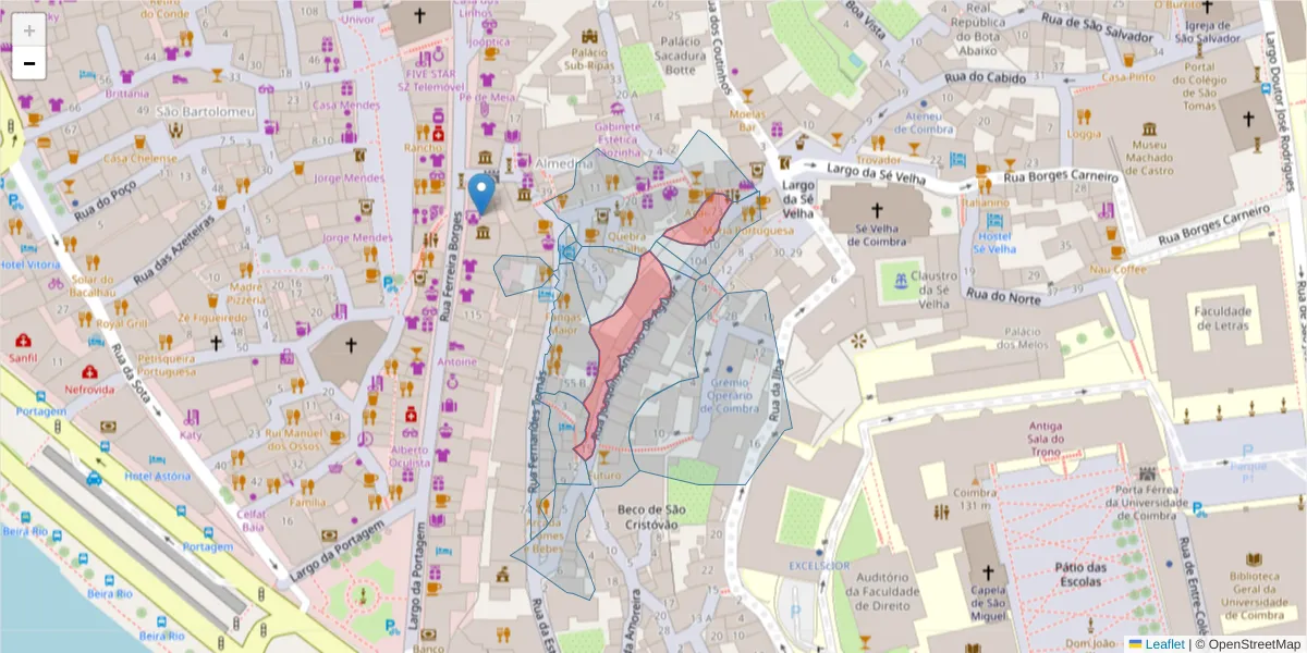 Mapa detalhado do código postal 3000-231 com limites, códigos postais vizinhos e agências dos correios