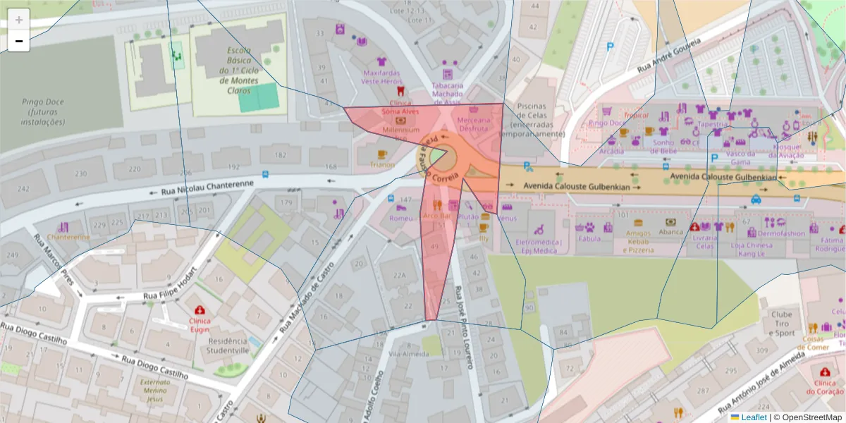 Mapa detalhado do código postal 3000-253 com limites, códigos postais vizinhos e agências dos correios