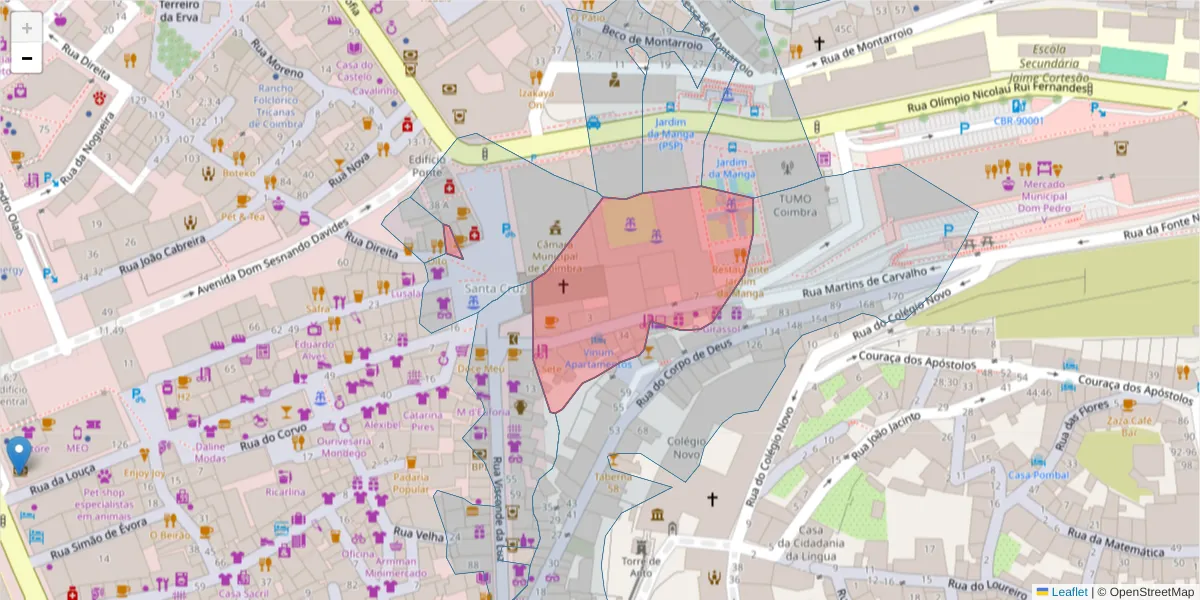 Mapa detalhado do código postal 3000-274 com limites, códigos postais vizinhos e agências dos correios