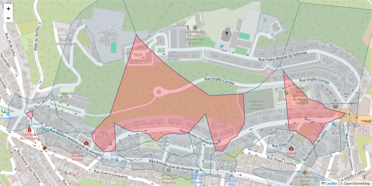 Mapa detalhado do código postal 3000-292 com limites, códigos postais vizinhos e agências dos correios