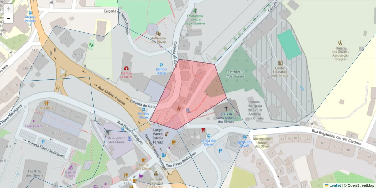 Mapa detalhado do código postal 3000-318 com limites, códigos postais vizinhos e agências dos correios