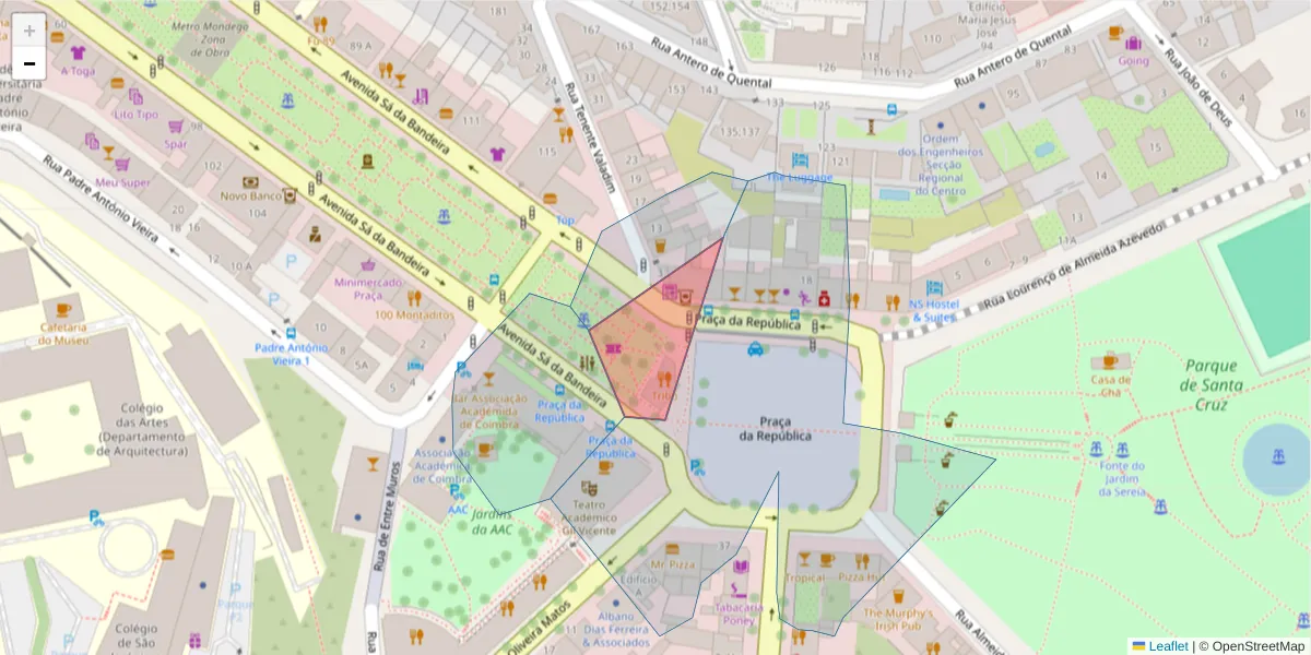Mapa detalhado do código postal 3000-342 com limites, códigos postais vizinhos e agências dos correios