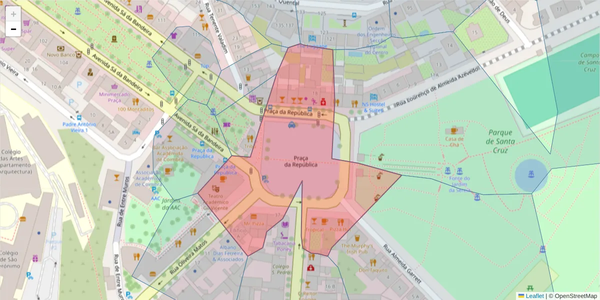 Mapa detalhado do código postal 3000-343 com limites, códigos postais vizinhos e agências dos correios
