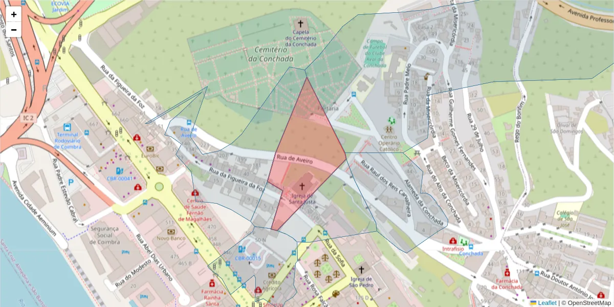 Mapa detalhado do código postal 3000-356 com limites, códigos postais vizinhos e agências dos correios