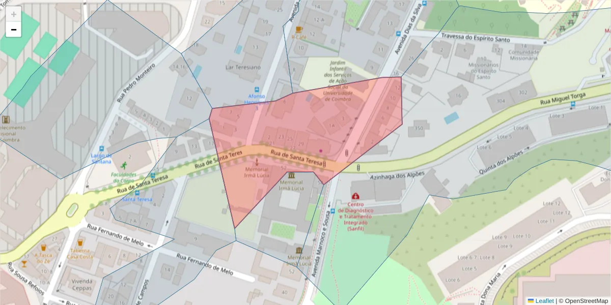 Mapa detalhado do código postal 3000-359 com limites, códigos postais vizinhos e agências dos correios