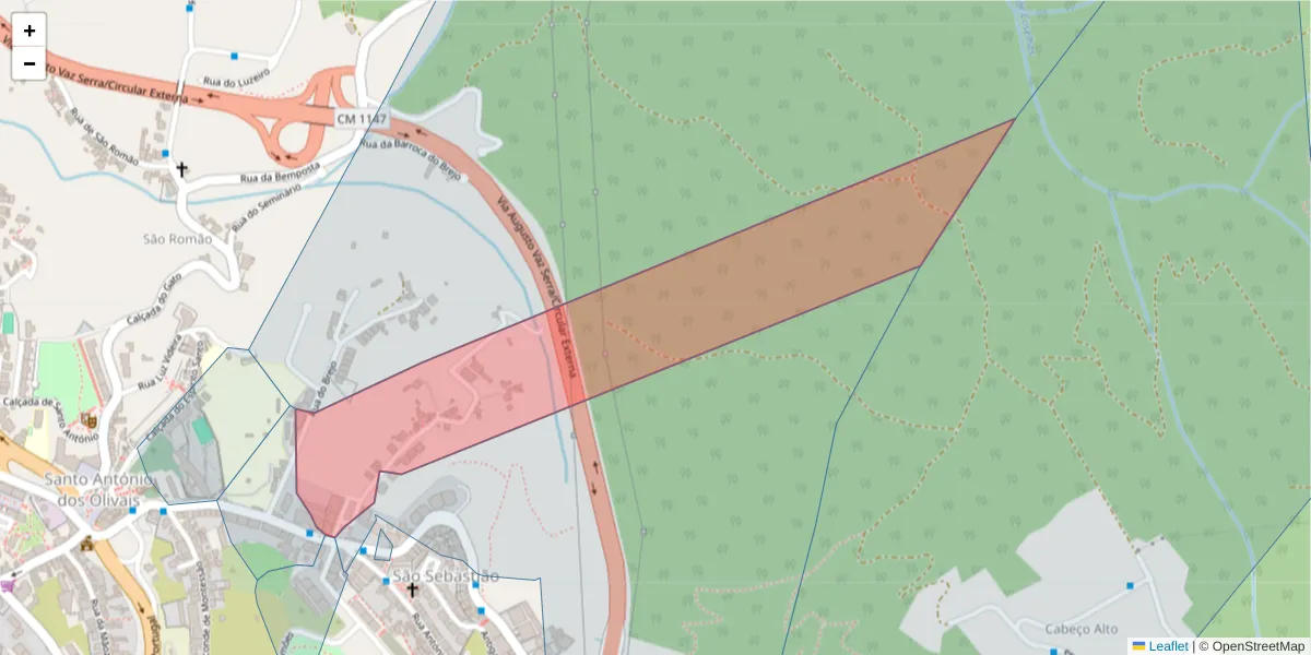 Mapa detalhado do código postal 3000-375 com limites, códigos postais vizinhos e agências dos correios