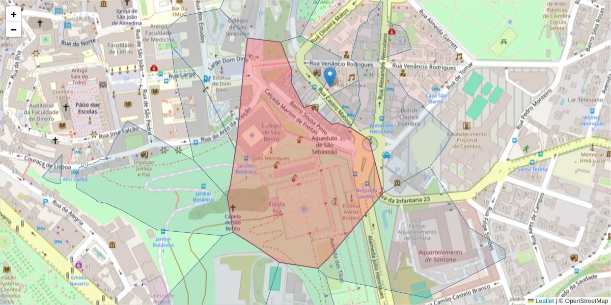 Mapa detalhado do código postal 3000-393 com limites, códigos postais vizinhos e agências dos correios