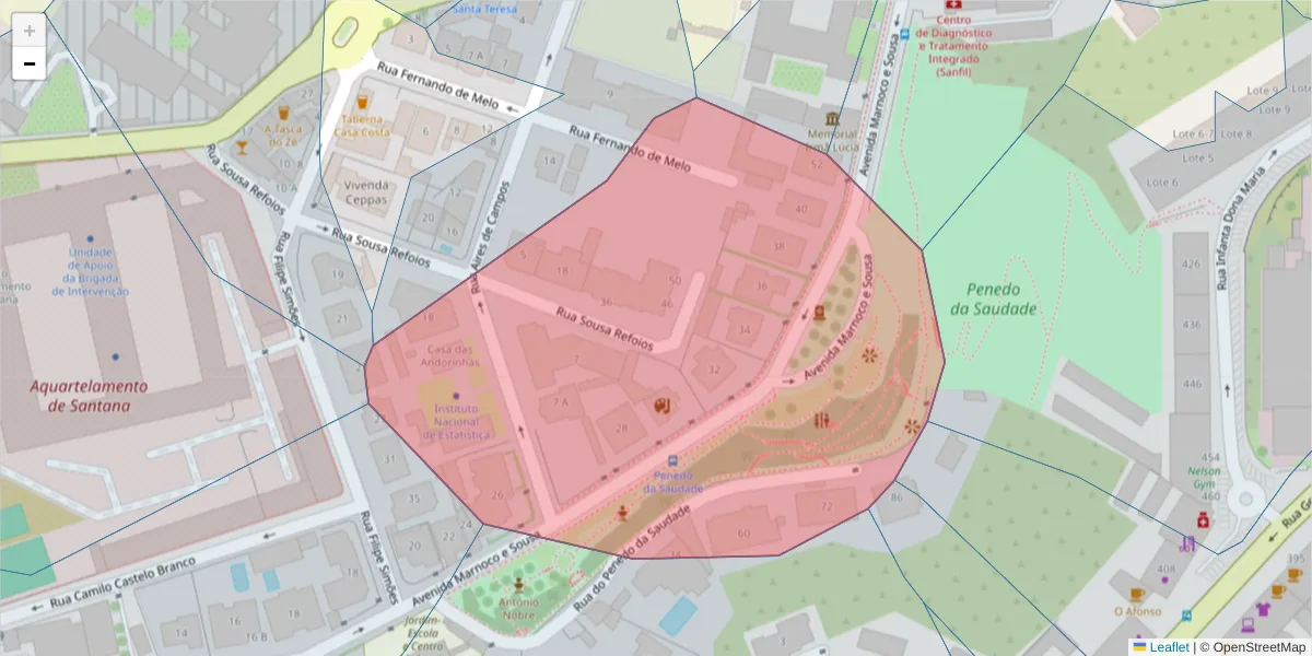 Mapa detalhado do código postal 3000-394 com limites, códigos postais vizinhos e agências dos correios