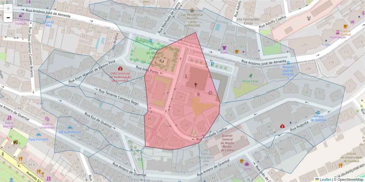 Mapa detalhado do código postal 3000-403 com limites, códigos postais vizinhos e agências dos correios