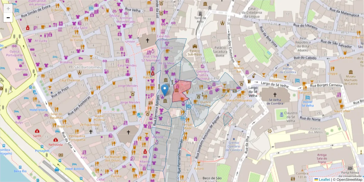 Mapa detalhado do código postal 3000-422 com limites, códigos postais vizinhos e agências dos correios