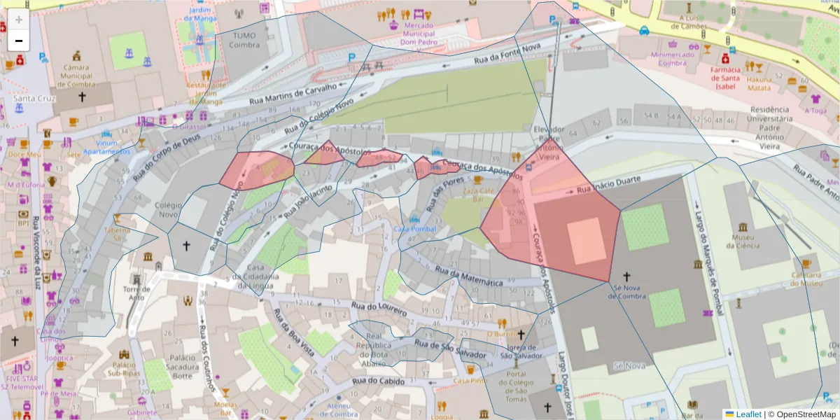 Mapa detalhado do código postal 3000-431 com limites, códigos postais vizinhos e agências dos correios
