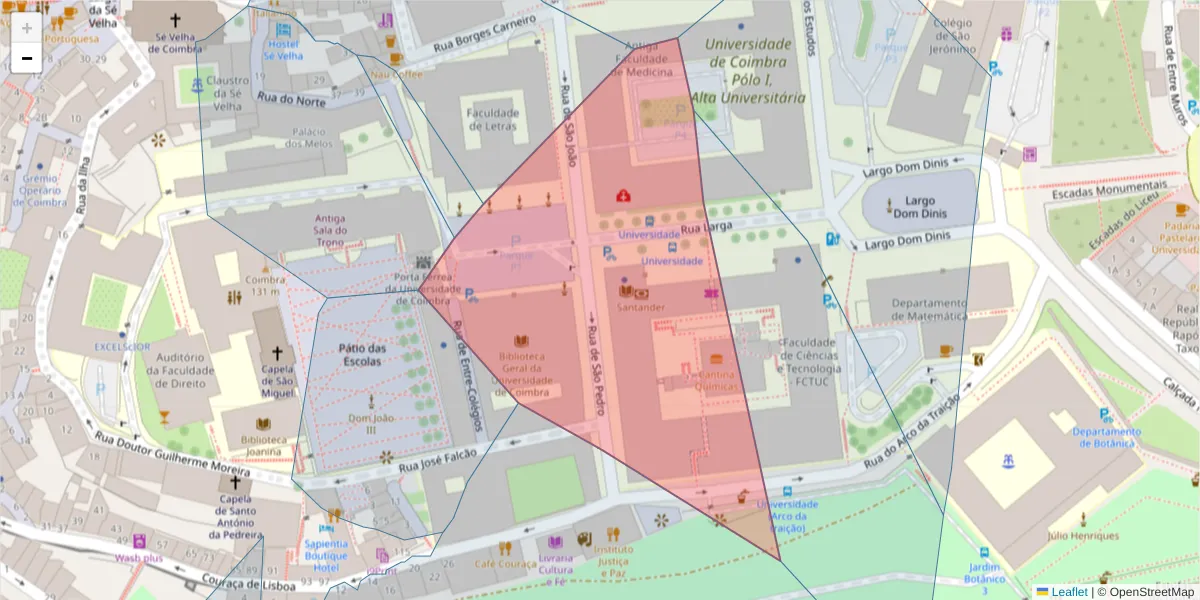 Mapa detalhado do código postal 3004-516 com limites, códigos postais vizinhos e agências dos correios