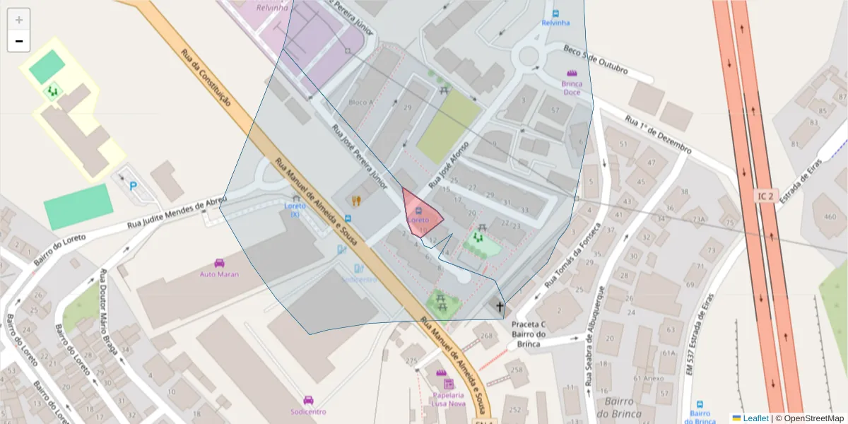 Mapa detalhado do código postal 3025-028 com limites, códigos postais vizinhos e agências dos correios
