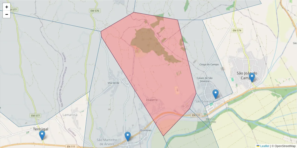 Mapa detalhado do código postal 3025-569 com limites, códigos postais vizinhos e agências dos correios