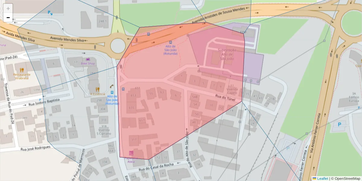 Mapa detalhado do código postal 3030-006 com limites, códigos postais vizinhos e agências dos correios