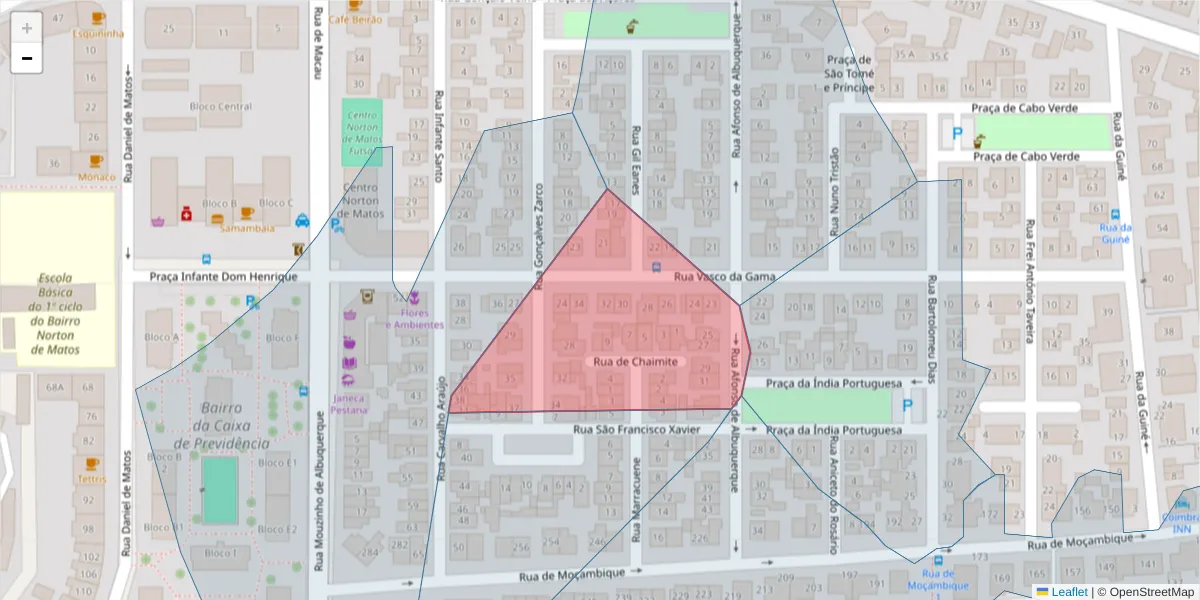 Mapa detalhado do código postal 3030-053 com limites, códigos postais vizinhos e agências dos correios