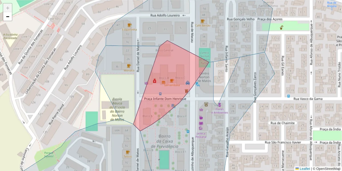 Mapa detalhado do código postal 3030-055 com limites, códigos postais vizinhos e agências dos correios