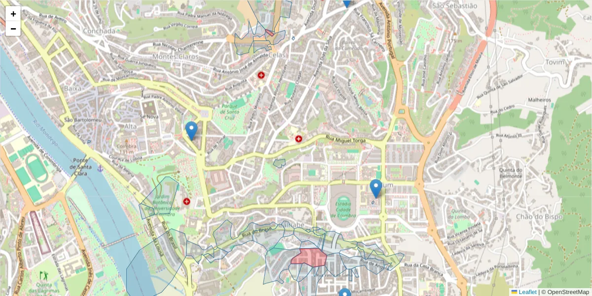 Mapa detalhado do código postal 3030-059 com limites, códigos postais vizinhos e agências dos correios