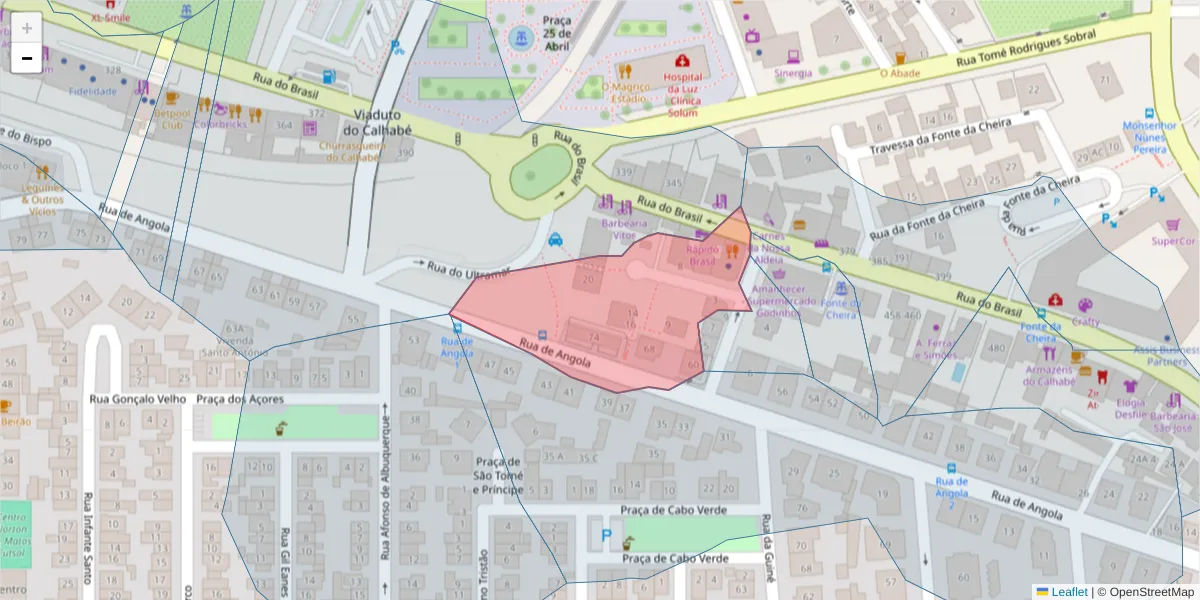 Mapa detalhado do código postal 3030-065 com limites, códigos postais vizinhos e agências dos correios